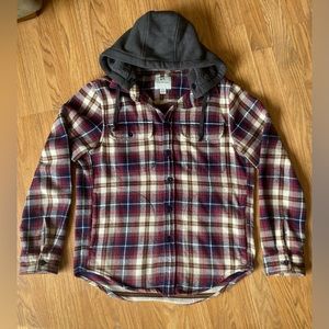 American Eagle Super Soft Hooded Flannel Shirt Small
